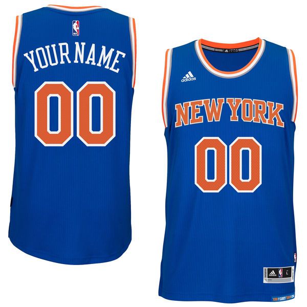 Men New York Knicks Adidas Blue Custom Swingman Road NBA Jersey